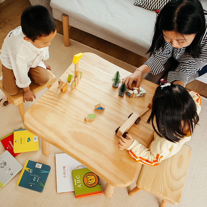 拾趣小方桌实木小桌子家用多功能宝宝积木游戏桌玩具桌幼儿园桌儿童桌