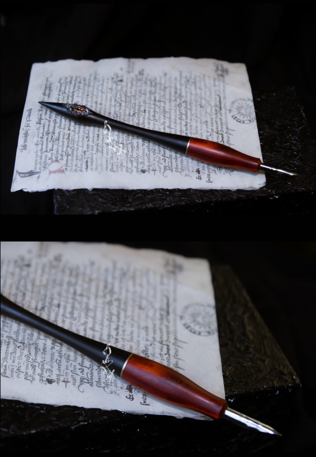 scp魔物收容木艺雕刻蘸水笔手绘魔眼英文练字书写笔