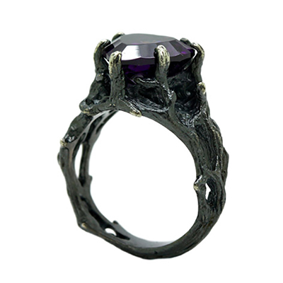 925银紫色宝石戒指